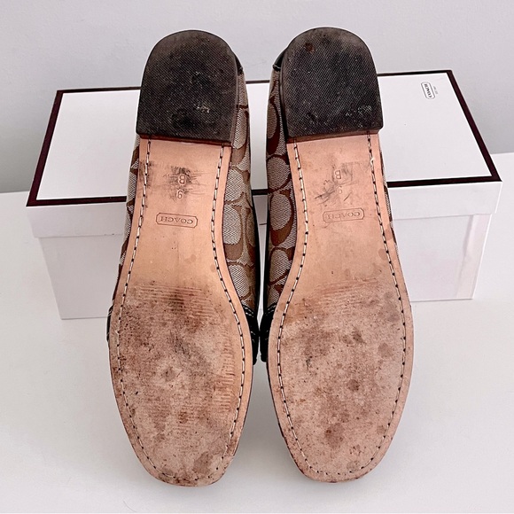 Coach Brown Signature Canvas & Leather ‘Eve’ Horsebit Loafers, Size 9 - Picture 8 of 8